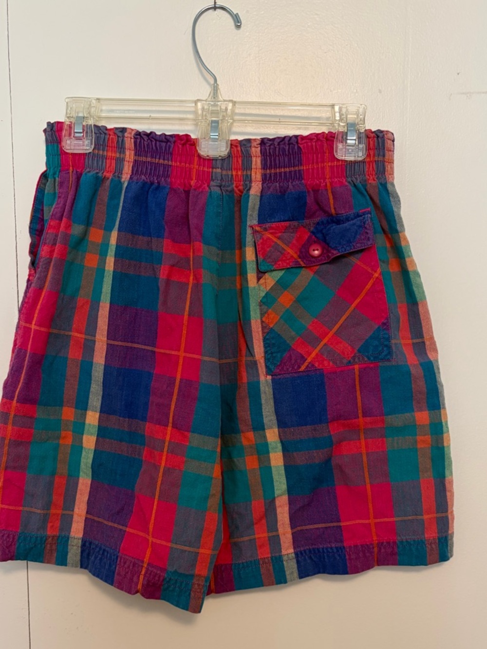 Hunt Club Teal, Red & Purple Plaid Flat-Front Shorts